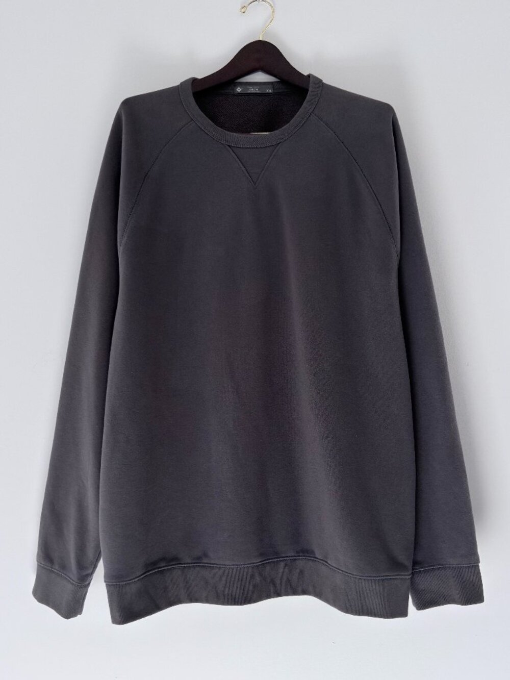 Members Mark French Terry Crew Neck Sweatshirt Mens 2XL Charcoal Grey V-Notch